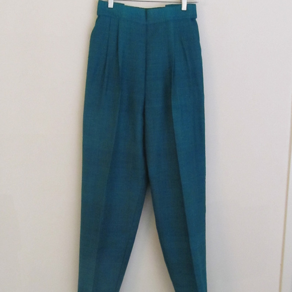 Bonnie Durant Pants - Bonnie Durant teal raw silk pants